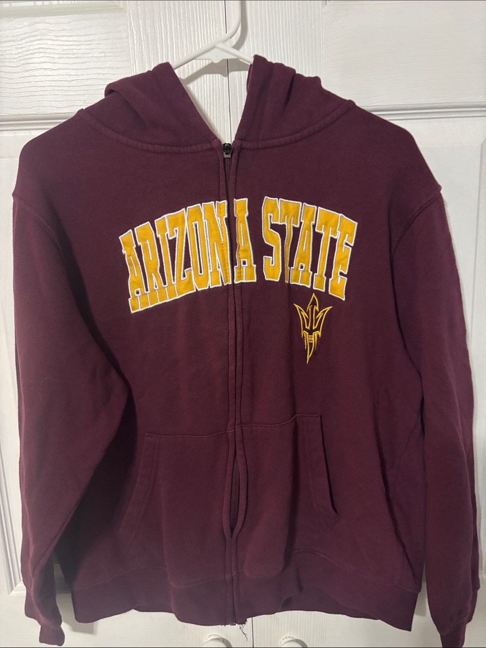 Colosseum Kids Maroon Zip-Up Hoodie with Gold Arizona State Lettering